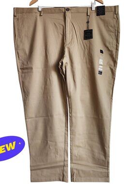 48x30 Khaki Chinos Jos A Bank Cotton Reserve Pants New Flat Front Nwt Tan Khakis